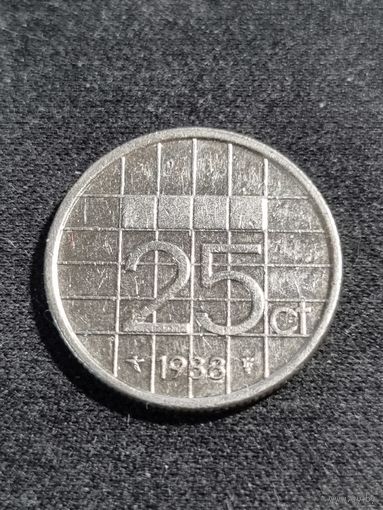 Нидерланды 25 центов 1988 1 предложение на АУ
