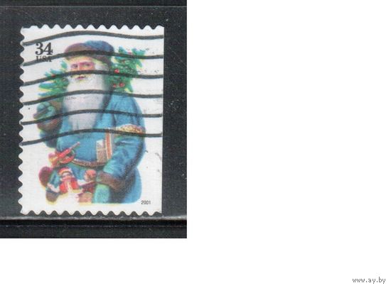 США-2001 (Мих.3496) ,  гаш., Рождество, Дед Мороз ,