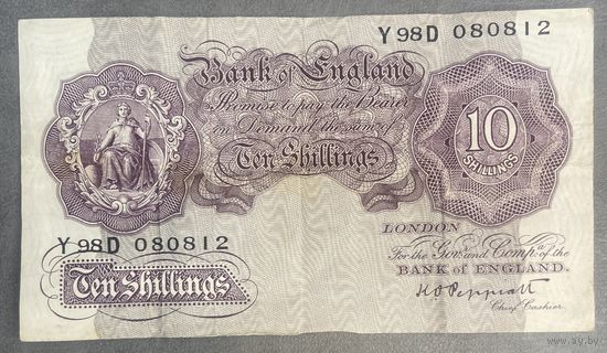 Банкнота 10 шиллингов 1940-1948 год. Великобритания. Георг VI.