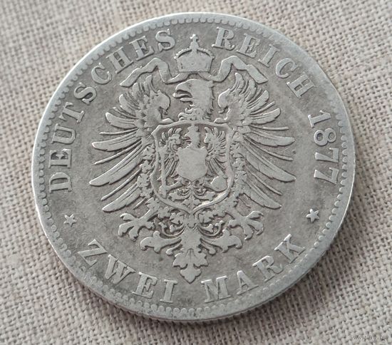1877 год 2 марки Германия    серебро
