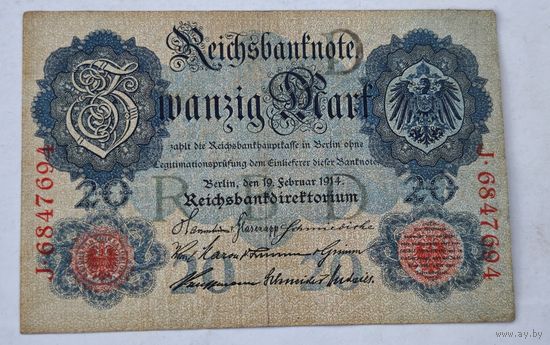 1914 год Германия 20 марок