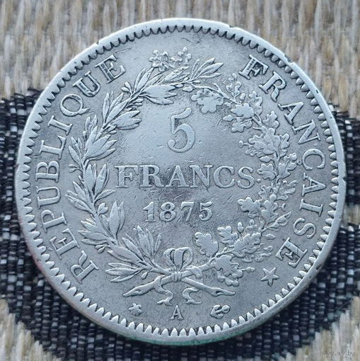 Франция 5 франков 1875 года. Париж, А. Серебро! Предложите свою цену или обмен!