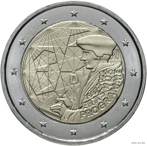 2 евро 2022 Германия 35 лет программы Erasmus дворы A G F D J UNC из ролла на выбор