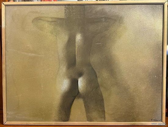 Казаков Б.И "У стены", 1998г. ДВП, масло. Размер 60х80 см.