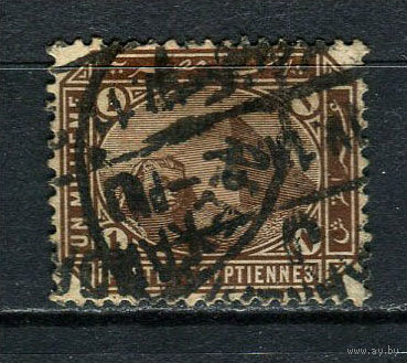 Египет - 1888 - Сфинкс и пирамиды Хеопса 1M - (есть тонкое место) - [Mi.36] - 1 марка. Гашеная.  (Лот 12HZ)-TG3P46