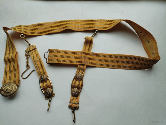 Ремень парадный офицера ВМФ СССР с подвесами для ношения кортика. длина до 119 см