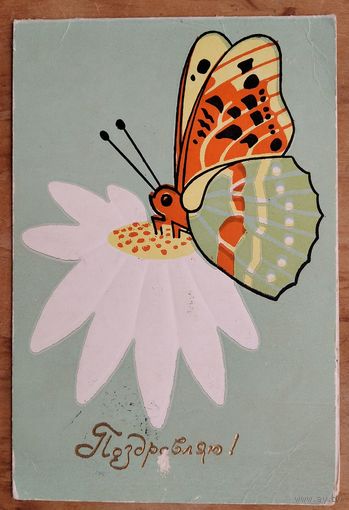 Поздравляю! Пинская типография. 1967 г. Двойная. Подписана.