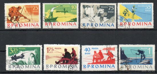 Спортивная рыбалка Румыния 1962 год серия из 8 марок