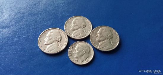 Сборка монет США (Состояние на фото,в лоте 4 монеты)
