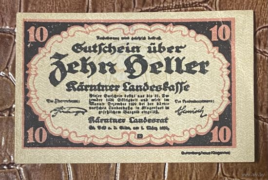 Нотгельд Австрия Каринтия , 10 геллеров 1920 год
