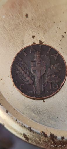 Италия 10 чентезимо 1938
