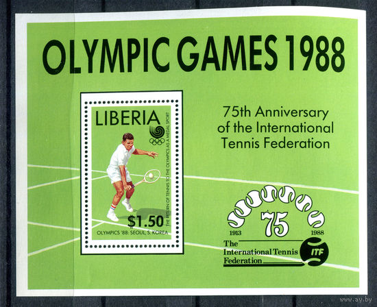 Либерия - 1988г. - Олимпийские игры 1988г., Сеул - полная серия, MNH [Mi bl. 119] - 1 блок