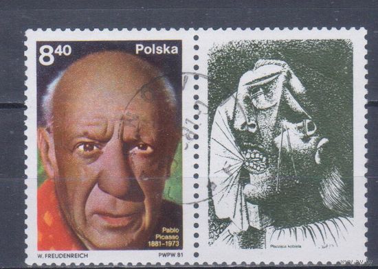 [2317] Польша 1981. Искусство.Живопись.Пикассо. Одиночный выпуск. Гашеная марка с купоном.