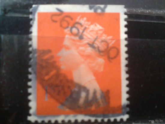 Англия 1990 Королева Елизавета 2, марка из буклета, обрез сверху