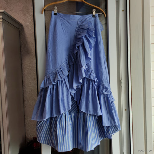 Юбка голубая с воланами XS