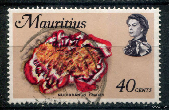 Британские колонии - Маврикий - 1969/77г. - королева Елизавета II, морская фауна, 40 с - 1 марка - гашёная. Без МЦ!
