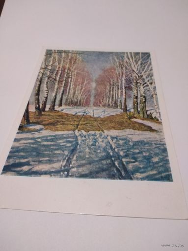 Открытка 1964г. И. Грабарь. Берёзовая аллея.