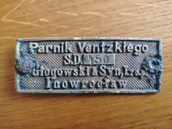 Табличка (шильда) довоенная Польша.