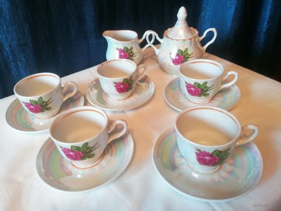 Кофейная пара 5 персон, сливочник, сахарница, СССР, Добруш