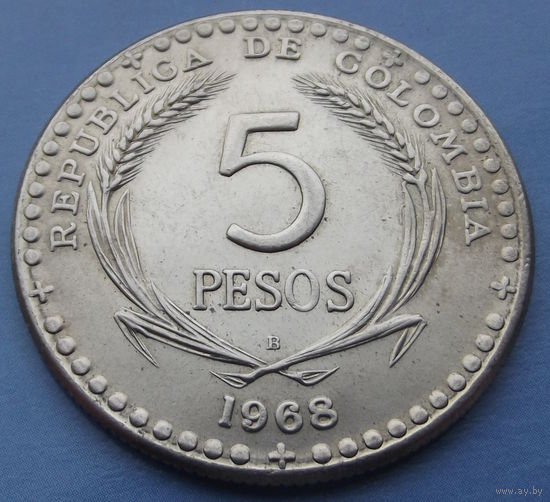 Колумбия. 5 песо 1968