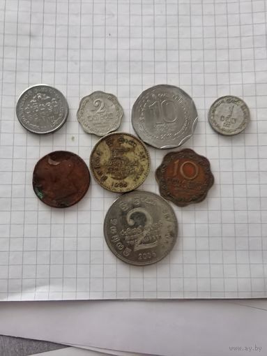 Монеты Шри-Ланка 8 штук.