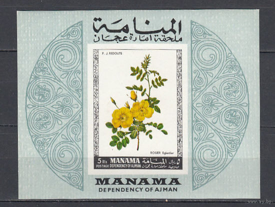 Флора. Цветы. Манама. 1969. 1 блок. Michel N бл34 (5,5 е)