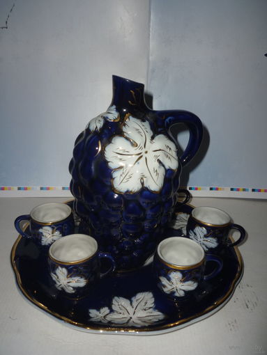 Редкий Набор ВИНОГРАД. Фарфор Коростень СССР Кобальт Позолота Ручная роспись