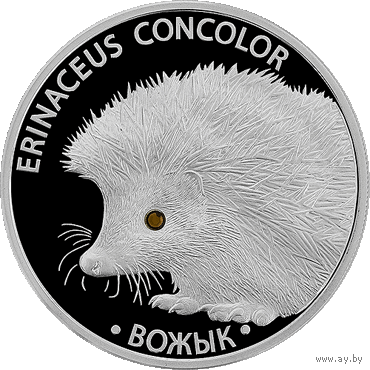 Серебро. 999 проба. Hedgehog . Вожык (Ёж), 20 рублей. 2011 год. Лучшая цена в РБ ! Животный мир ,Тираж 4000 шт.