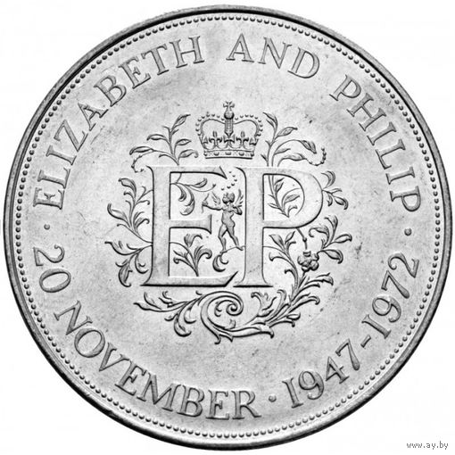 Великобритания 25 пенсов, 1972 Королевская серебряная свадьба UNC