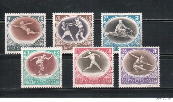 Польша-1956,(Мих.984-989) гаш.  ,Спорт, ОИ-1956 (полная серия)