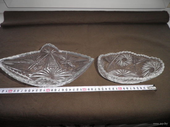 Хрустальная салатница Ладья 2 шт.времён СССР.С рубля.