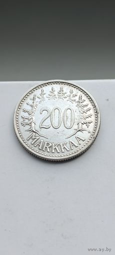 200 марок Финляндия 1956 года. Серебро 500. Монета не чищена. 533