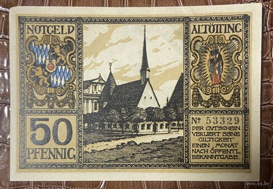 Нодгельд 50 пфеннигов 1918 год. Альтёттинг. Веймарская республика