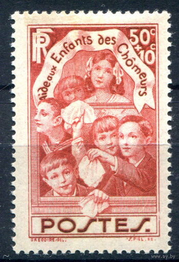 Франция - 1936г. - Помощь детям безработных - 1 марка - полная серия, MH [Mi 317]. #2-Fr-51-A-1