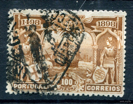 Португалия (Королевство) - 1898г. - 400 лет путешествия Васко да Гама. Флот, 100 R - 1 марка - гашёная [Mi 144]. #1-Po-1-A-1