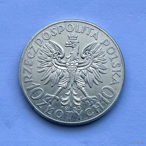 Монета СЕРЕБРО Польша 10 злотых 1933 год Ядвига ОТЛИЧНЫЕ