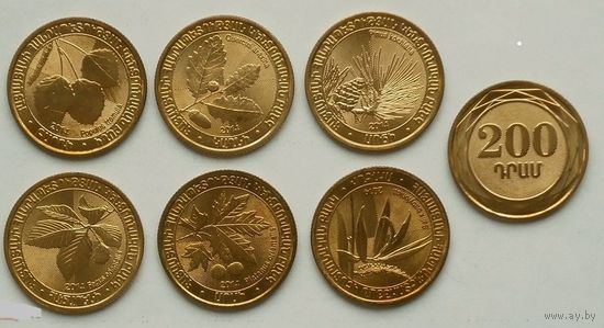 Армения Набор 6 монет 2014 Дикие деревья Армении UNC