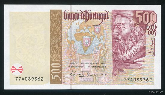 Португалия 500 эскудо 1997 г. Р 187b(5). UNC