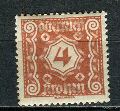 Австрия - 1922 - Цифры 4Kr. Portomarken - [Mi.105p] - 1 марка. MH.  (Лот 5Jp)-T4P3