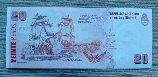 Werty71 Аргентина 20 песо 2003 UNC банкнота Корабль 2018