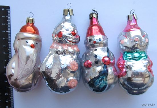 Все лоты с рубля.Елочные игрушки Дед мороз,клоун,снеговик,поросенок,СССР