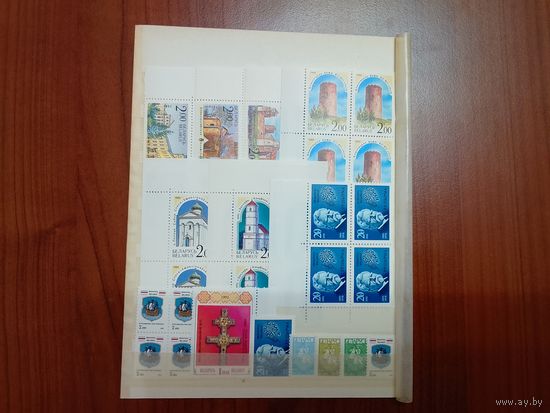 Марки РБ 1992 год в сцепках и квартблоках