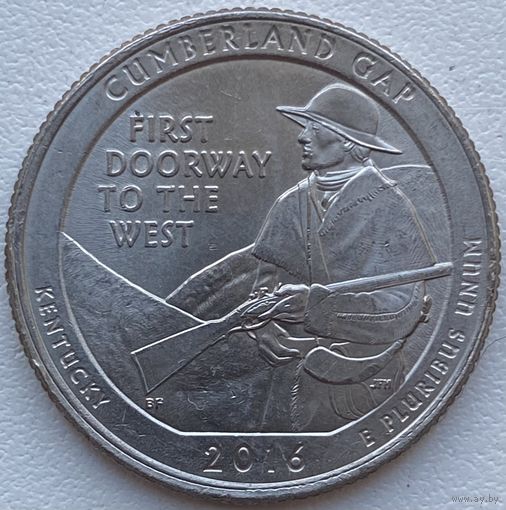 США 25 центов (квотер) 2016 г. Р. Национальный исторический парк Камберленд-Гэп. Штат Кентуки