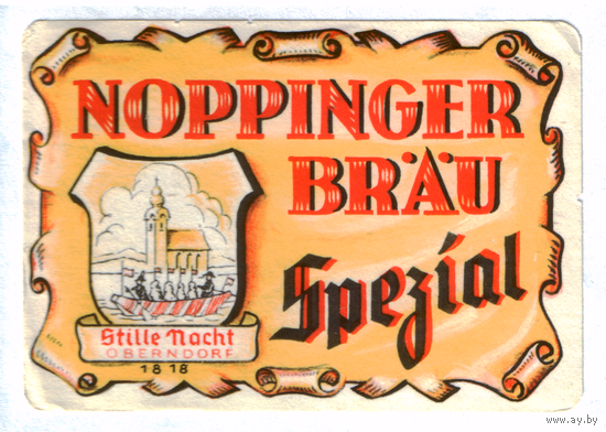 Этикетка пива Noppinger Brau Германия П758