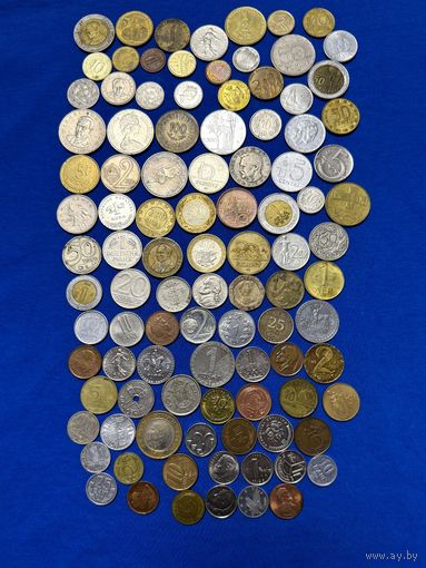 Монеты разных стран 100 штук, без повторов. без РФ,СССР и Украины.