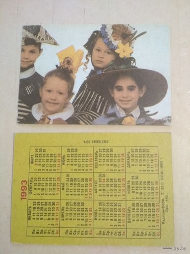 Карманный календарик. Дети.1993 год