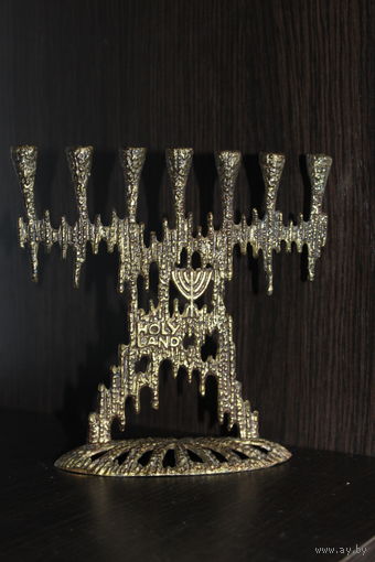 Латунный подсвечник менора, на 7 свечей, клеймо.