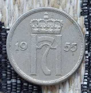 Норвегия 10 оре (центов) 1955 года. Хокон VII.