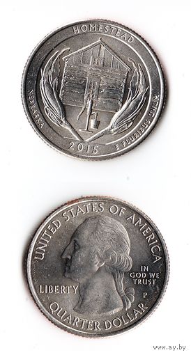 25 центов США 2015 Национальный монумент Гомстед (Небраска)  P