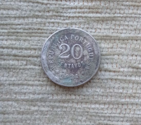 Werty71 Португалия 20 сентаво 1921 Отпечатана Р не полностью Разновидность Редкая